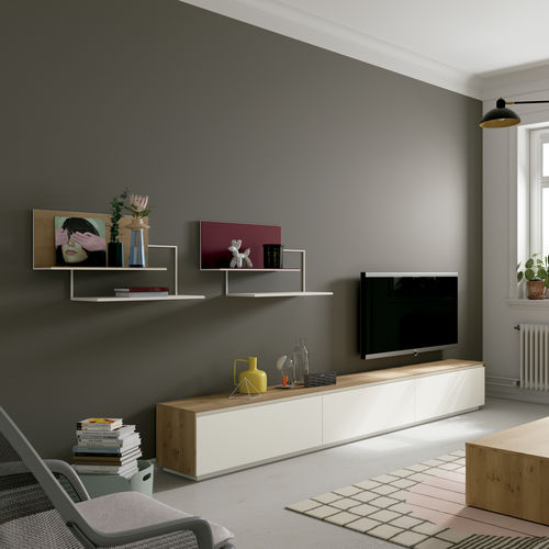 Contemporary TV Wall Unit Verso System Step Mobenia Wood Veneer