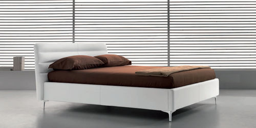 contemporary double bed upholstered in leather WAVE noctis