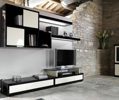 contemporary lacquered TV wall unit LUCE  Isam