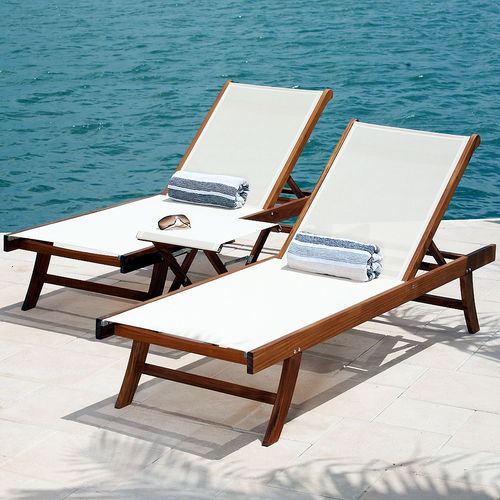 contemporary lounge chair LE SPA TEAK AND TEXTILE LOUNGER Infinita Corporation