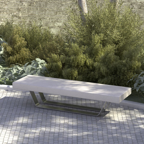 contemporary public bench in concrete and steel SLITTA LAB23