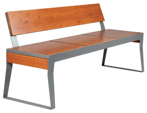 contemporary public bench in wood and metal (with backrest) MOSHI AUBRILAM