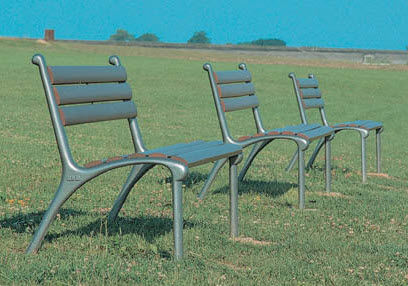 contemporary public bench in wood and metal (with backrest) ALDUS by C&eacute;cile Planchais GHM