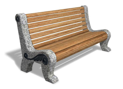 contemporary public bench in wood and stone (with backrest) D18 HERITAGE Future City