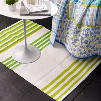 contemporary striped rug in cotton LIME STRIPE DESIGNERS GUILD