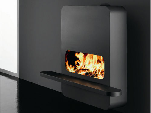 contemporary wall-mounted fireplace (wood-burning closed hearth) WALL- B  by Andrea Crosetta Antrax IT