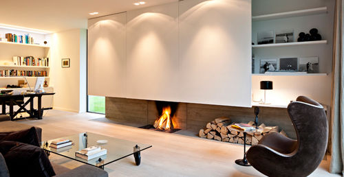 custom contemporary fireplace (wood-burning open hearth) LINE  Waco & C&deg;