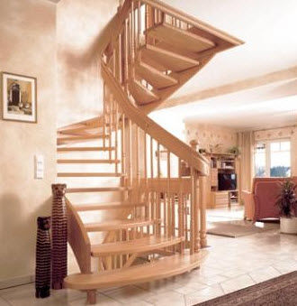 half-turn staircase with a lateral stringer (wooden frame and steps) HGM 336 Schmidt Escaliers