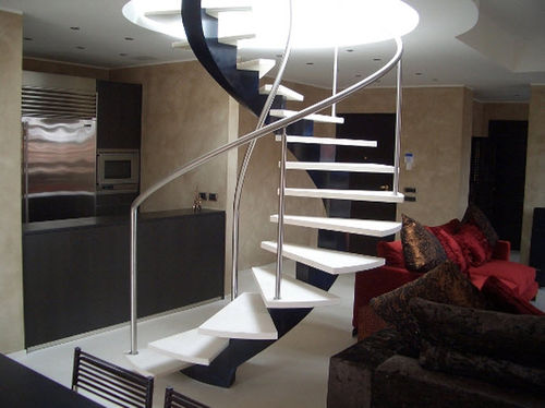 helicoidal staircase with central stringer (metal frame and wooden steps) MARCO POLO G555 essegi scale