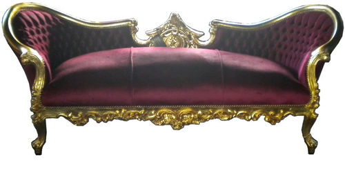 new baroque design sofa VAMPIRE BORDEAUX / GOLD Casa Padrino / Demotex GmbH