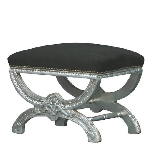 new baroque design stool BLACK / SILVER Casa Padrino / Demotex GmbH