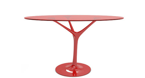 original design round glass table E-LASTIC Timothy-Schreiber