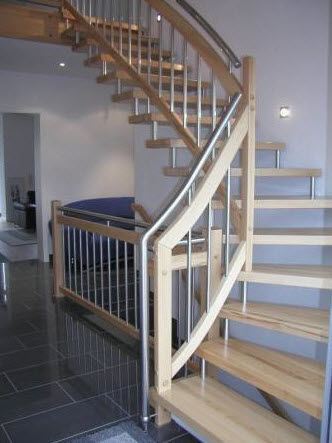 quarter-turn floating staircase (metal frame and wood steps) BBT 220 Schmidt Escaliers