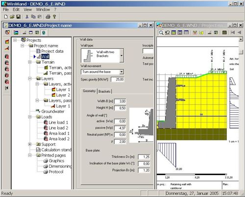 retaining walls calculation software WINWAND IDAT