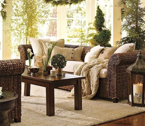 rustic traditional style sofa SEAGRASS POTTERYBARN