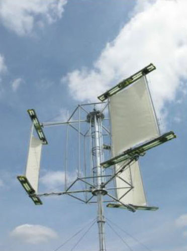 small three-bladed vertical axis wind turbine (Darrieus rotor) TRADE WIND-15KW Aeolus Power 