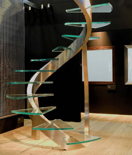 spiral design staircase (glass steps) by Etelvina Matos ESSEMME