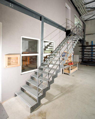 straight staircase with a lateral stringer for commercial buildings (metal frame and steps) Kevala Stairs Limited