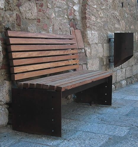 traditional public bench in wood and metal (with backrest) ESSEMME