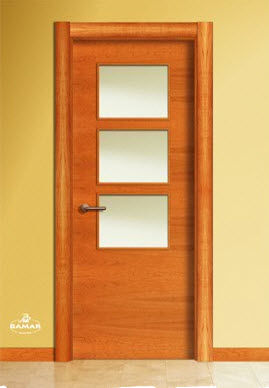 wooden swing door with small window pane LT3VC BAMAR PUERTAS