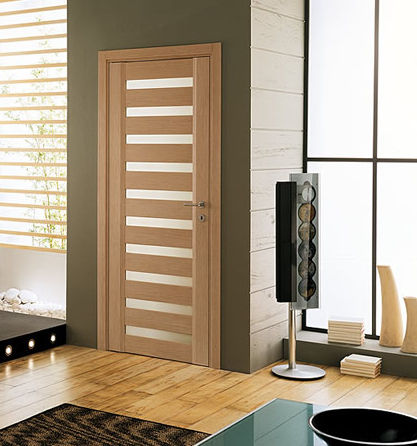 wooden swing door with small window pane TETA VV ACEM