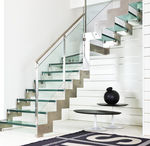 Quarter-turn floating staircase (metal frame and glass steps) LASER  novalinea spa