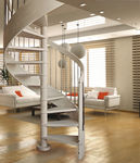 Spiral staircase with a lateral stringer (wooden frame and steps) AMETISTA BIANCA Linea Scale