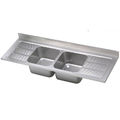 2-bowl kitchen sink / stainless steel / kitchen with drainer - INDUSTRIAL