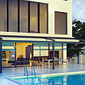 Aluminium pergola / with sliding covers - SUNTECH : NOVO