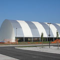 metal frame supported tensile structure - BIG WOOD SCHOOL
