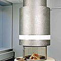central fireplace / wood-burning / closed hearths / contemporary - PANORAMIQUE SUSPENDU 1000