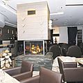 central fireplace / wood-burning / closed hearths / contemporary - 4 FACES SUSPENDU