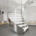 circular staircase / lateral stringer / metal frame / wooden steps - EXCLUSIVE : HELIKA LUX