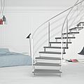 circular staircase / lateral stringer / wooden steps / metal frame - EXCLUSIVE : HELIKA FASHION