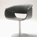 contemporary armchair / leather / rotating - AIRLUX - BASE
