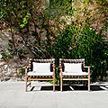 contemporary armchair / teak / garden - VIS A VIS by Piergiorgio CAZZANIGA