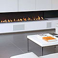 corner fireplace / gas / open hearths / contemporary -