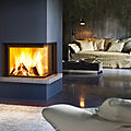 corner fireplace / wood-burning / closed hearths / contemporary - GUTTUSO