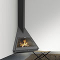 corner fireplace / wood-burning / closed hearths / contemporary - FOXI