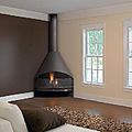 corner fireplace / wood-burning / open hearths / contemporary - SANTIAGO