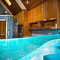dynamic lightning glass panel / pattern - POOL HOUSE BAR