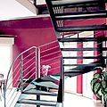 half-turn staircase / lateral stringer / glass steps / metal frame - ELITE LINE GLAS