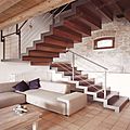 half-turn staircase / lateral stringer / metal frame / wooden steps - ELITE STRIKE FULL