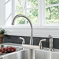 kitchen double-handle mixer tap / with pull out spray / 4-hole - P99578LF-SS-D