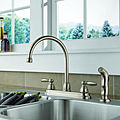 kitchen double-handle mixer tap / with pull out spray / 4-hole - P299575LF-W