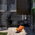 outdoor staircase / spiral / with a metal and steps / and glass frame - EXTERIOR ZINK
