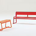 public bench / contemporary / wood / with backrest - THEO by Simon Pengelly