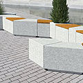 public bench / wood / stone / contemporary - COROIBO by Tomás Muñoz