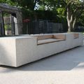 public bench / wood / stone / contemporary - CONCRETA