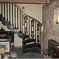 quarter-turn staircase / hanging / and glass frame / with a metal and steps - COS/26/1